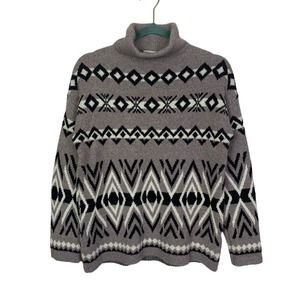 Christian Siriano Nordic Aztec Geometric oversized Grey Sweater, size XS
